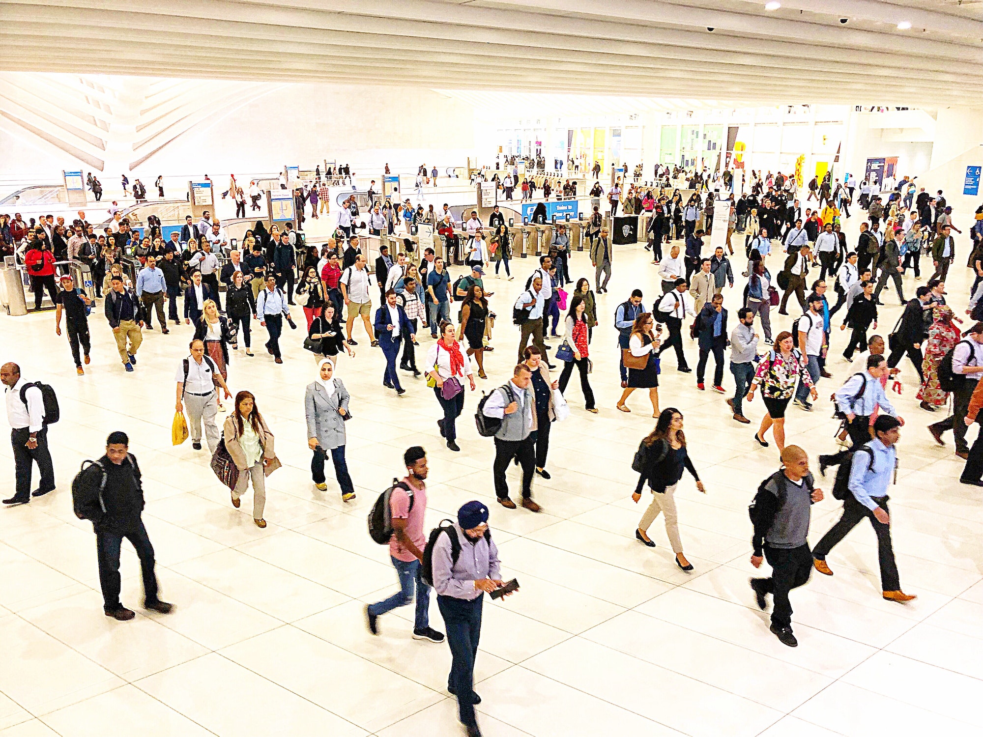 Commuters at the Oculus train station!